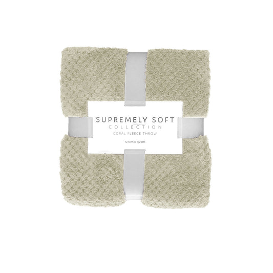 Soft Diamond Fleece Throw Rug 127 x 152 cm - Fleecy Polyester, Machine Washable