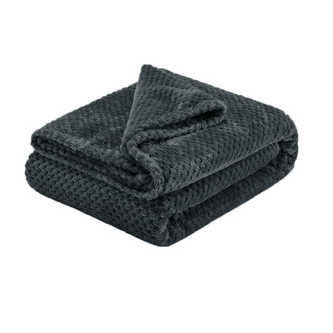 Soft Diamond Fleece Throw Rug/Blanket 150 x 200 cm - Charcoal, Plush & Lightweight - SuperSaverAU - view 1