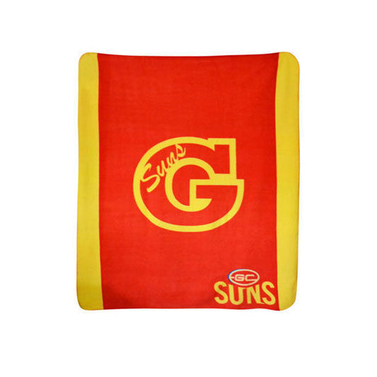 AFL Gold Coast Suns Official Licensed Polar Fleece Throw 155 x 127 cm