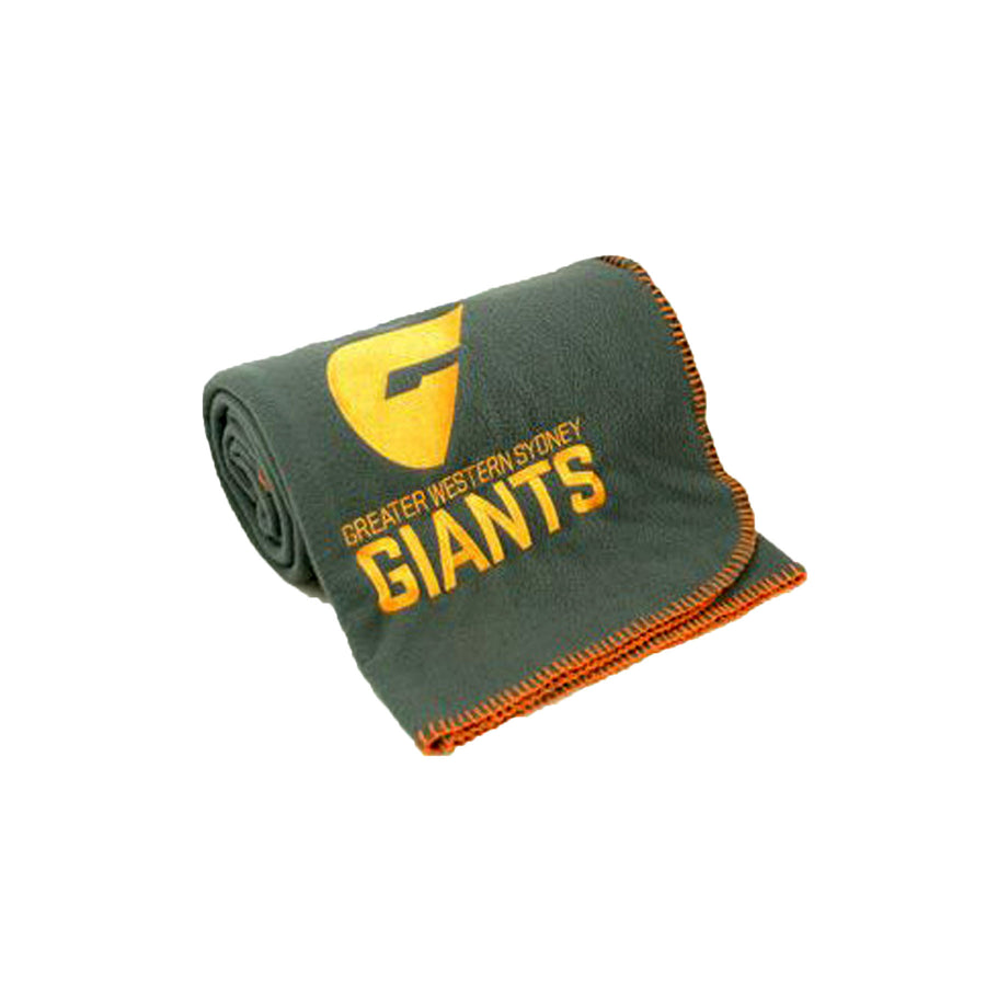 AFL Licensed GWS Giants Embroidered Polar Fleece Throw 155 x 127 cm - SuperSaverAU - view 1