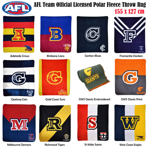 AFL Licensed Polar Fleece Throw GWS Giants Print 155 x 127 cm - SuperSaverAU - view 1