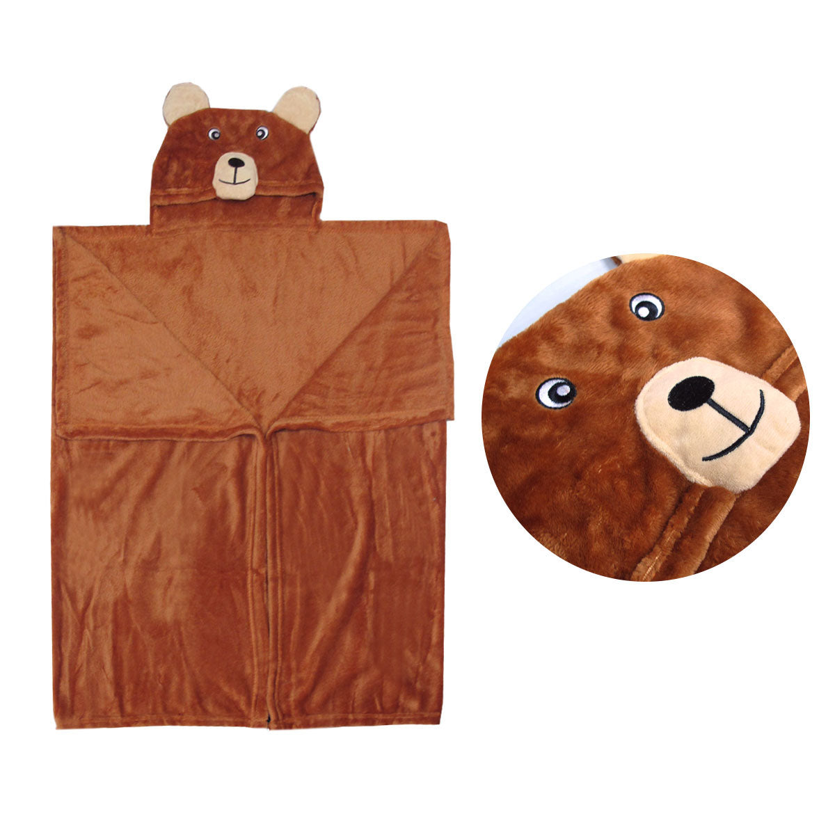 Baby Kids Hooded Wrap Snuggle Animal Blanket Throw Rug 80x130 cm - Bear - SuperSaverAU - view 1