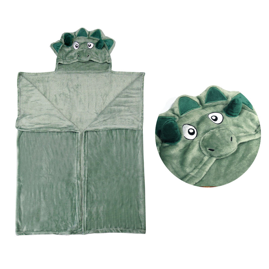 Baby Kids Hooded Wrap Snuggle Animal Blanket Throw Rug 80x130 cm - Dinosaur - SuperSaverAU - view 1