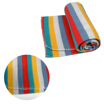 Funky Cute Polar Fleece Throw Rug 120x150 cm - Bright Stripes Design