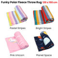 Funky Cute Polar Fleece Throw Rug 120x150 cm - Bright Stripes Design - SuperSaverAU - view 2