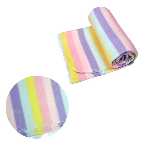 Funky Cute Polar Fleece Throw Rug 120x150 cm - Pastel Stripes Design - SuperSaverAU - view 1