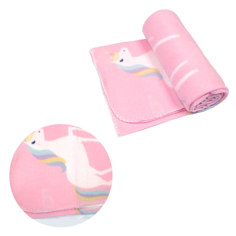 Funky Cute Polar Fleece Throw Rug 120x150 cm - Pink Unicorn Design - SuperSaverAU - view 1