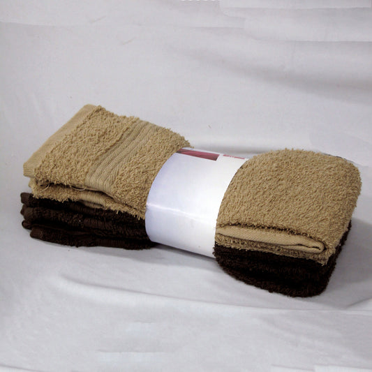 Budget Cotton Hand Towels Set of 4 - 42 x 67 cm - Solid Colour Design - Chocolate Latte