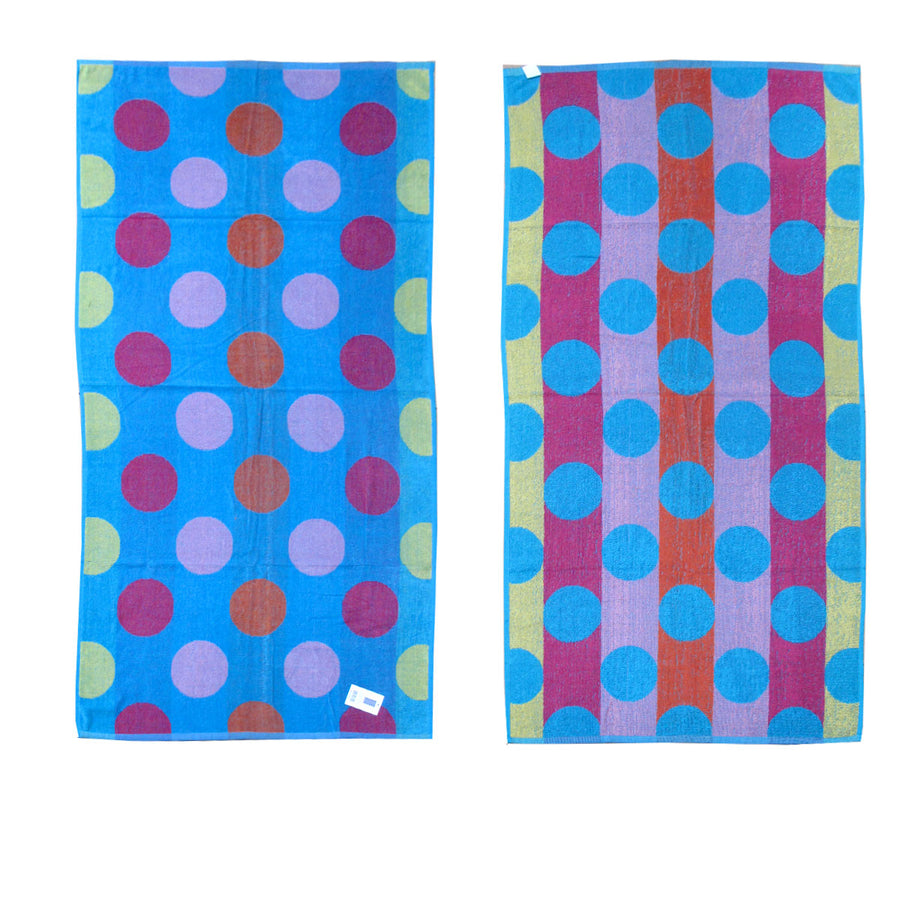Jacquard Velour Reversible Beach Towel 81 x 162 cm - Blue Circles Design - SuperSaverAU - view 1