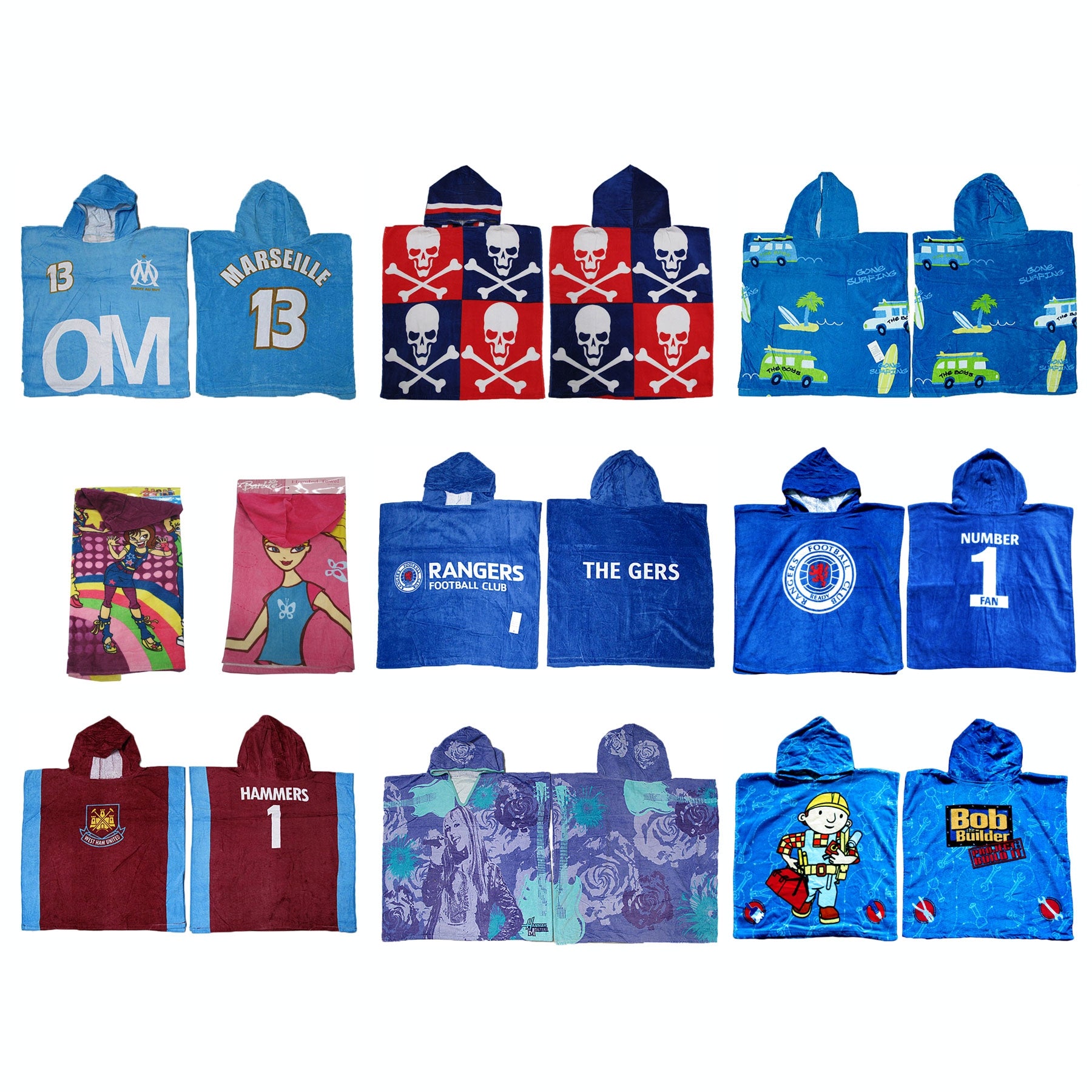 Kids Hooded Towel Marseille 13 - 60x120cm, Stylish Character Print, Cotton - SuperSaverAU - view 1