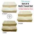 Uranus Cotton Bath Towel Set Cream - Pack of 4, 100% Cotton, Machine Washable - SuperSaverAU - view 2