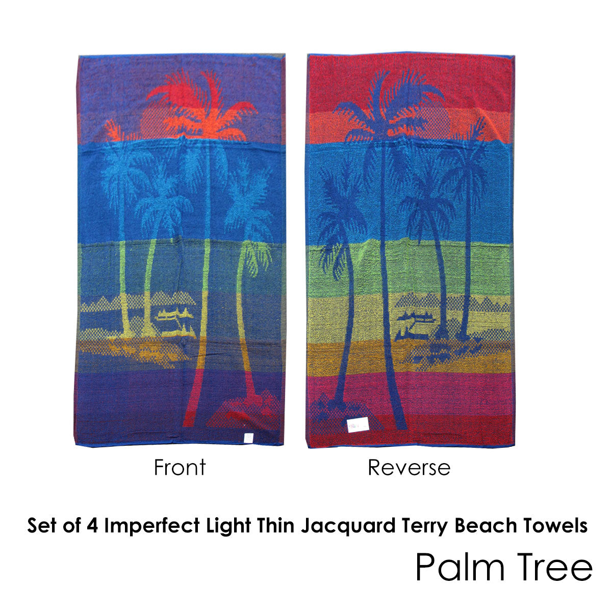 Imperfect Set of 4 Jacquard Terry Beach Towels 76x152cm - Tropical Designs - SuperSaverAU - view 2