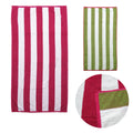 Hot Pink/Lime Set of 2 Reversible Cabana Striped Towels 76 x 152 cm - SuperSaverAU - view 1
