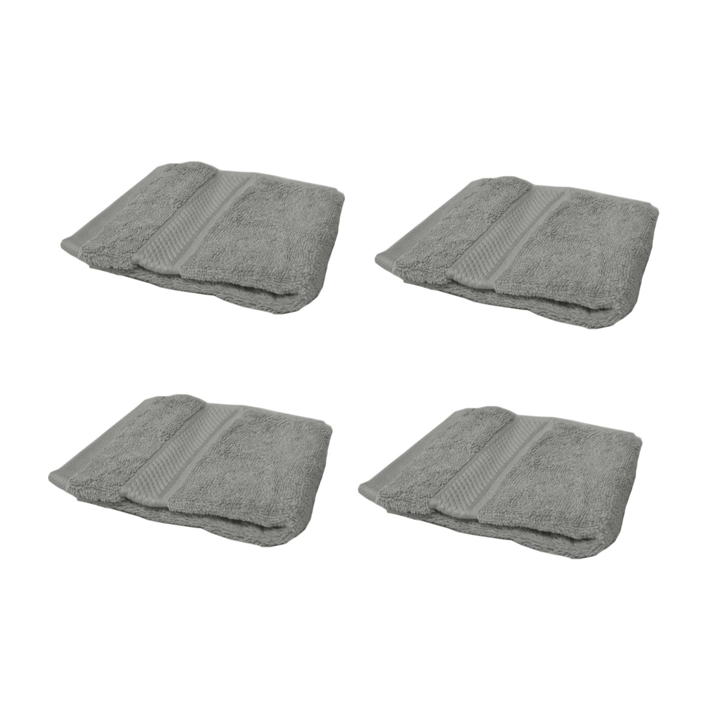 Perfect Touch Set of 4 100% Cotton Face Washers 33x33cm Charcoal