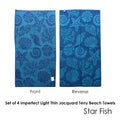 Imperfect Set of 4 Light Thin Jacquard Terry Beach Towels 76x152cm - Star Fish - SuperSaverAU - view 2