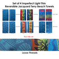 Imperfect Set of 4 Light Thin Jacquard Terry Beach Towels 76x152cm - Star Fish - SuperSaverAU - view 3