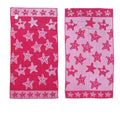Jacquard Velour Reversible Beach Towel Hot Pink Stars 81 x 162 cm - SuperSaverAU - view 1