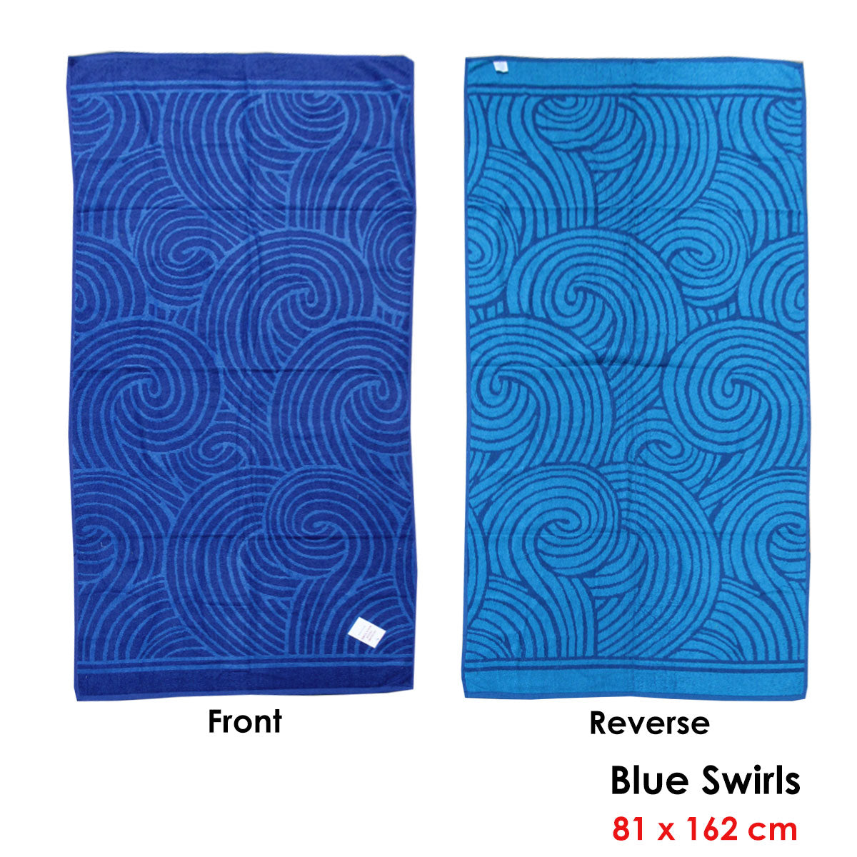 Jacquard Velour Reversible Beach Towel 81 x 162 cm - Blue Swirls Design