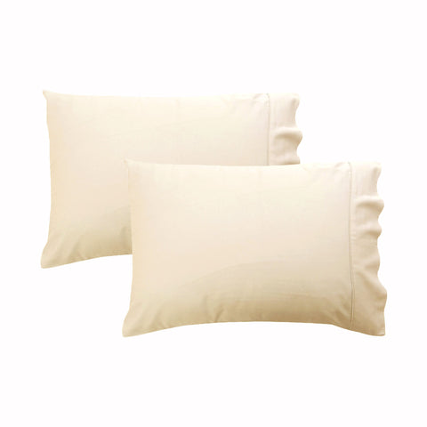 280TC Luxury Percale Standard Pillowcases Ecru - 2 Pack, Solid Colour Design - SuperSaverAU - view 1