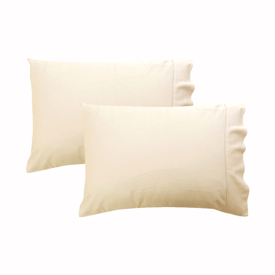 280TC Luxury Percale Standard Pillowcases Ecru - 2 Pack, Solid Colour Design - SuperSaverAU - view 1