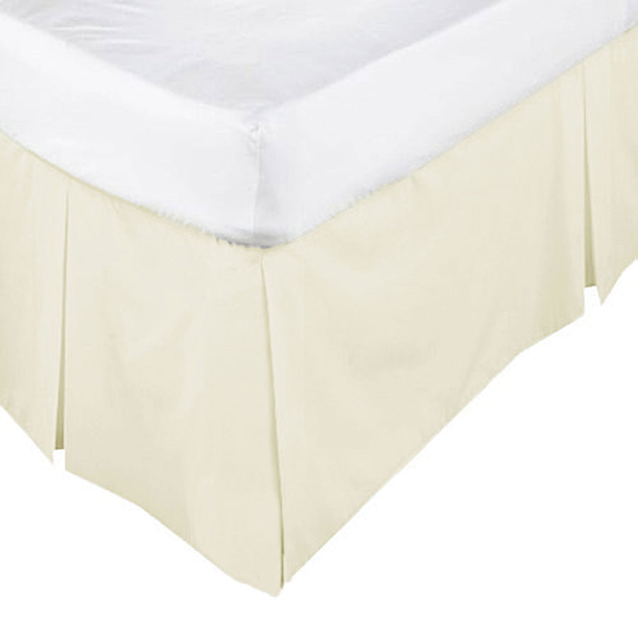 ASSUN Box Pleated Valance Ecru, Double, 137cm x 190cm, Machine Washable - SuperSaverAU - view 1