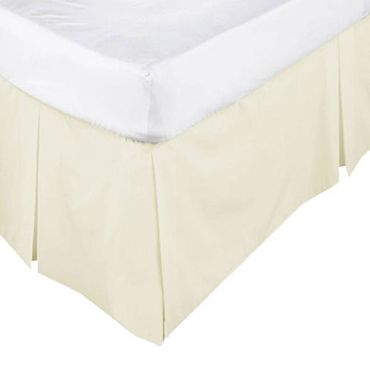 ASSUN Box Pleated Valance Ecru King Single - Easy Care, Machine Washable