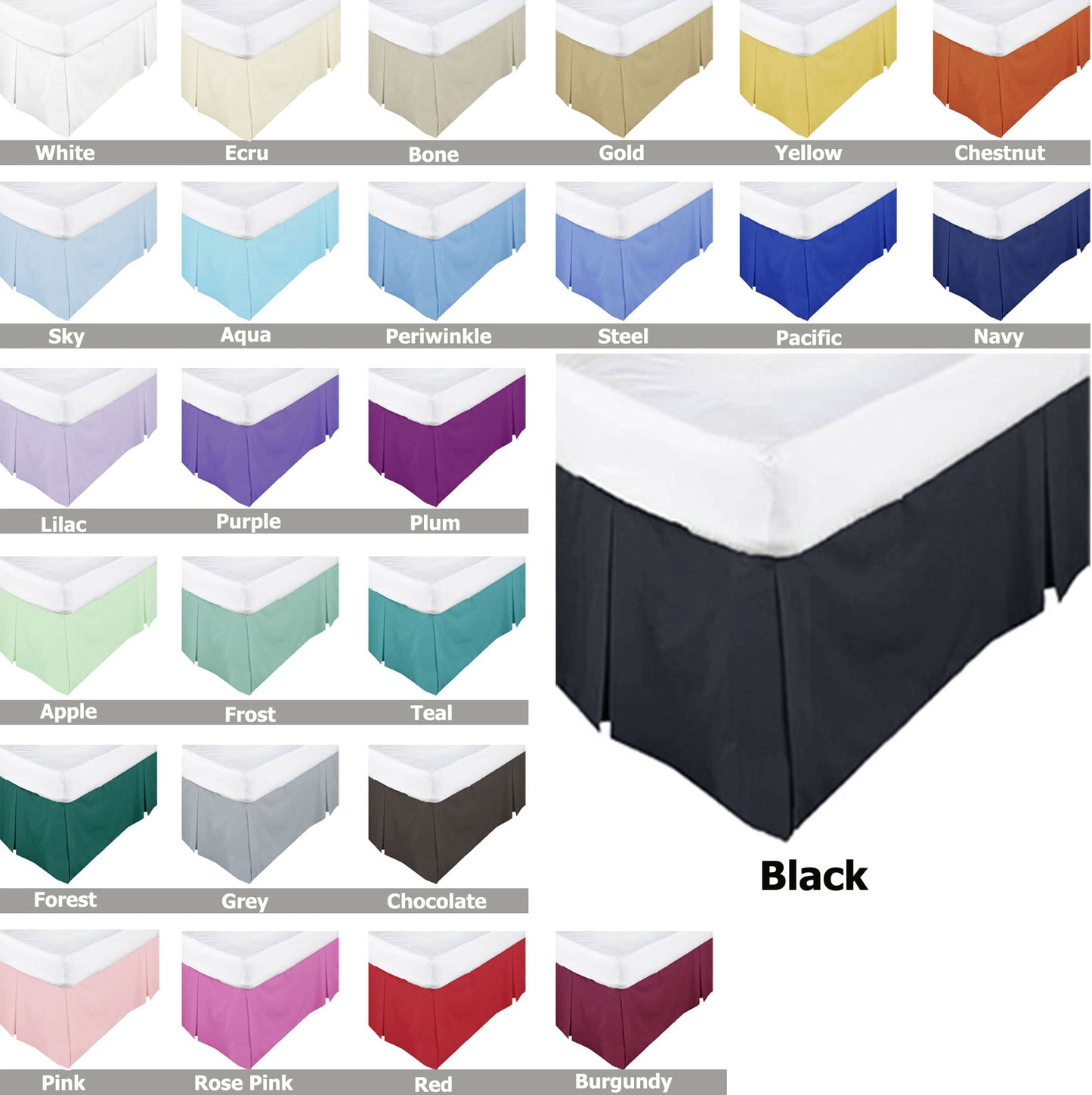 ASSUN Box Pleated Valance Ecru King Single - Easy Care, Machine Washable