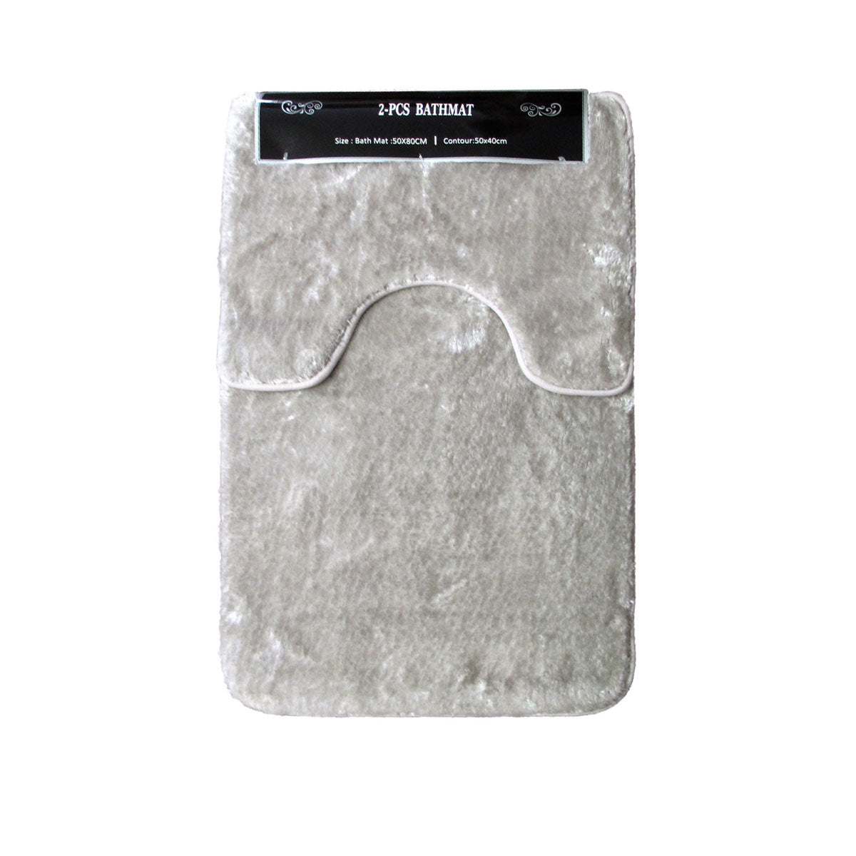 Sorrento 2 Pce Plush Non-slip Rubber Back Bath Mat Set 50x40cm & 50x80cm Taupe - SuperSaverAU - view 1