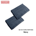 800GSM Set of 2 Cotton Bath Mats 50 x 70 cm Navy - SuperSaverAU - view 2