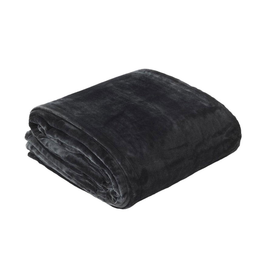In 2 Linen Plush Velvet Touch Blanket – Charcoal King/Super King, 350GSM