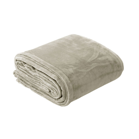 In 2 Linen Plush Velvet Touch Blanket – Taupe Double/Queen, 350GSM
