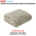 In 2 Linen Plush Velvet Touch Blanket – Taupe Double/Queen, 350GSM