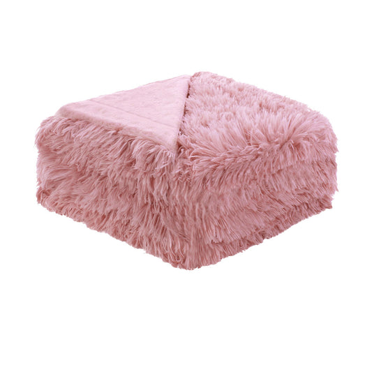 Hotel Living Soft Shaggy Long Hair Blanket King Pink - 220 x 260 cm