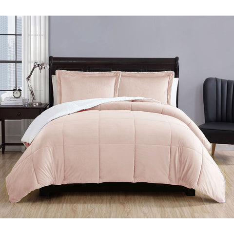 Apricot 3 Piece Micro Mink Comforter Set Queen - Quilted, Reversible, 550GSM - SuperSaverAU - view 1