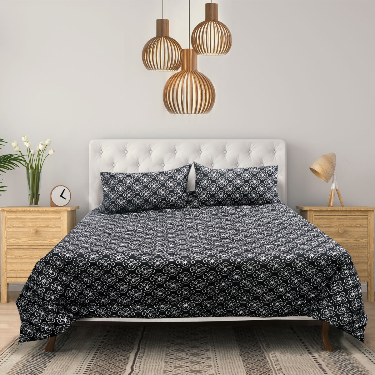 Rosebud 3 Pce Botanica Printed Comforter Set 260 x 230cm Queen/King - Quilted Design - SuperSaverAU - view 1