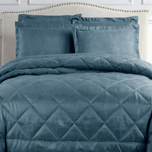 Eli Jacquard Comforter Set Queen - Soft Blue