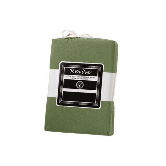 Revive 100% Cotton Jersey Super Soft 3 Pce Fitted Sheet Combo Set King 40cm Wall