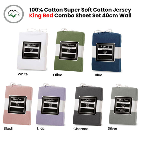 Revive 100% Cotton Jersey Super Soft King 3 Pce Fitted Sheet Combo Set - SuperSaverAU - view 1