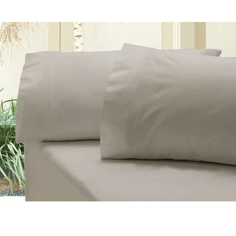 Revive Cotton Sateen 400TC Combo Fitted Sheet Set Double Bone Grey - SuperSaverAU - view 1