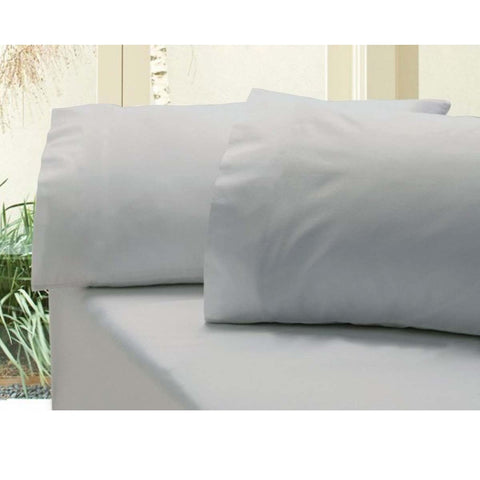Revive 400TC Cotton Sateen Fitted Sheet Set King Silver - Solid Colour Design - SuperSaverAU - view 1