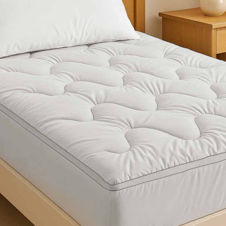 1000GSM Luxe Fully Fitted Mattress Topper 10cm thick with Fitted Skirt Queen - SuperSaverAU - view 1