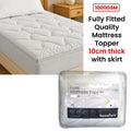 1000GSM Luxe Fully Fitted Mattress Topper 10cm thick with Fitted Skirt Queen - SuperSaverAU - view 2