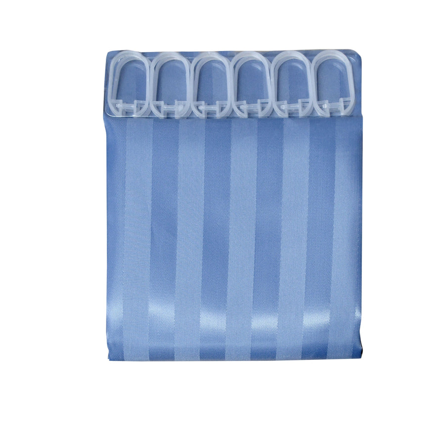 Jacquard Stripe Shower Curtain 180 x 180 cm - Blue Stone, Weighted Hem, Polyester - SuperSaverAU - view 1