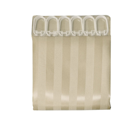 Jacquard Stripe Shower Curtain 180 x 180 cm with Weighted Hem - Wheat - SuperSaverAU - view 1