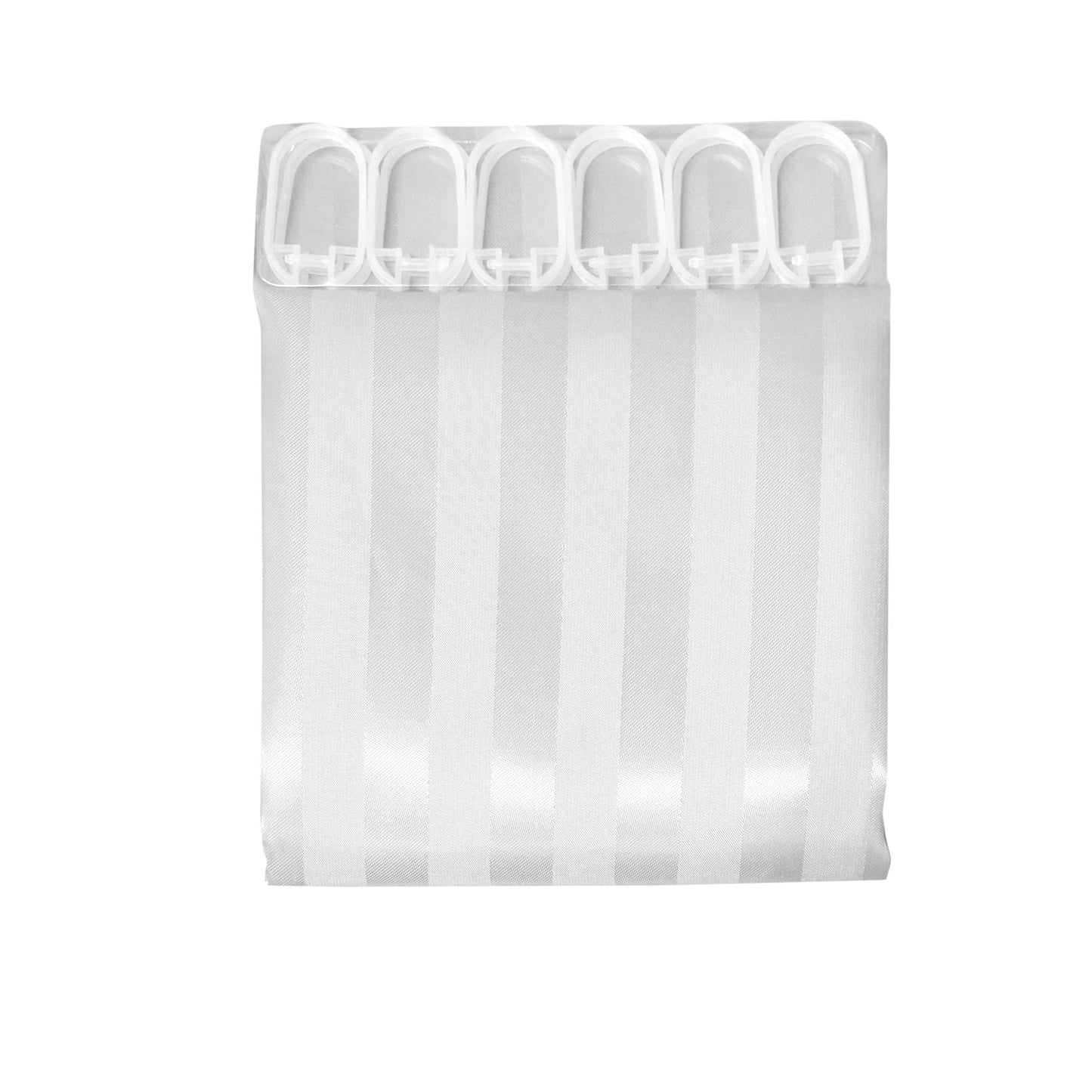 Jacquard Stripe Shower Curtain 180 x 180 cm with Weighted Hem - White