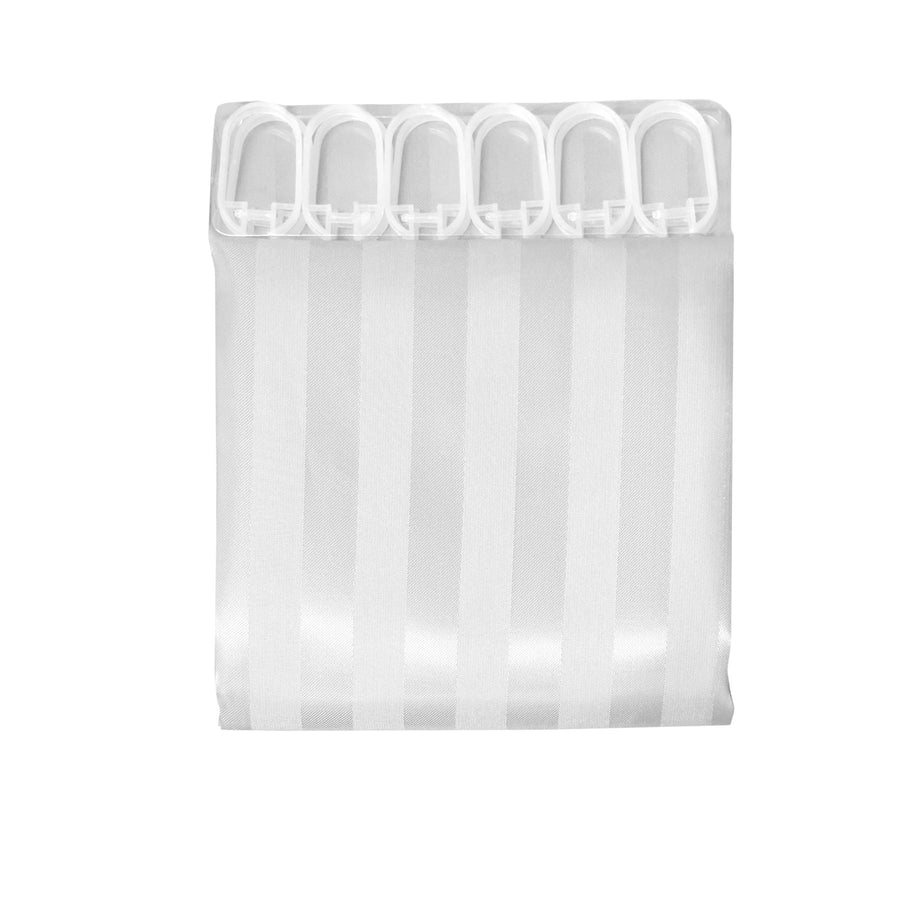 Jacquard Stripe Shower Curtain 180 x 180 cm with Weighted Hem - White - SuperSaverAU - view 1