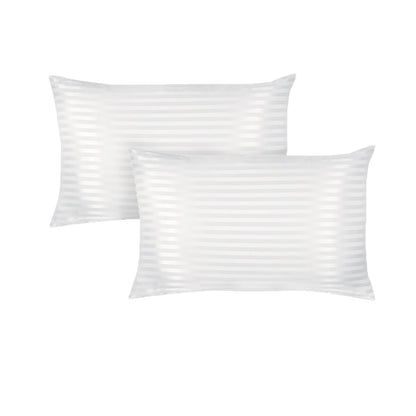 600GSM Twin Pack Microfibre Standard Pillows 45 x 70 cm - Soft Striped Design