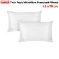 600GSM Twin Pack Microfibre Standard Pillows 45 x 70 cm - Soft Striped Design - SuperSaverAU - view 2