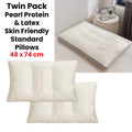 Twin Pack Pearl Protein & Latex Skin Friendly Standard Pillows 48 x 74 cm - SuperSaverAU - view 2