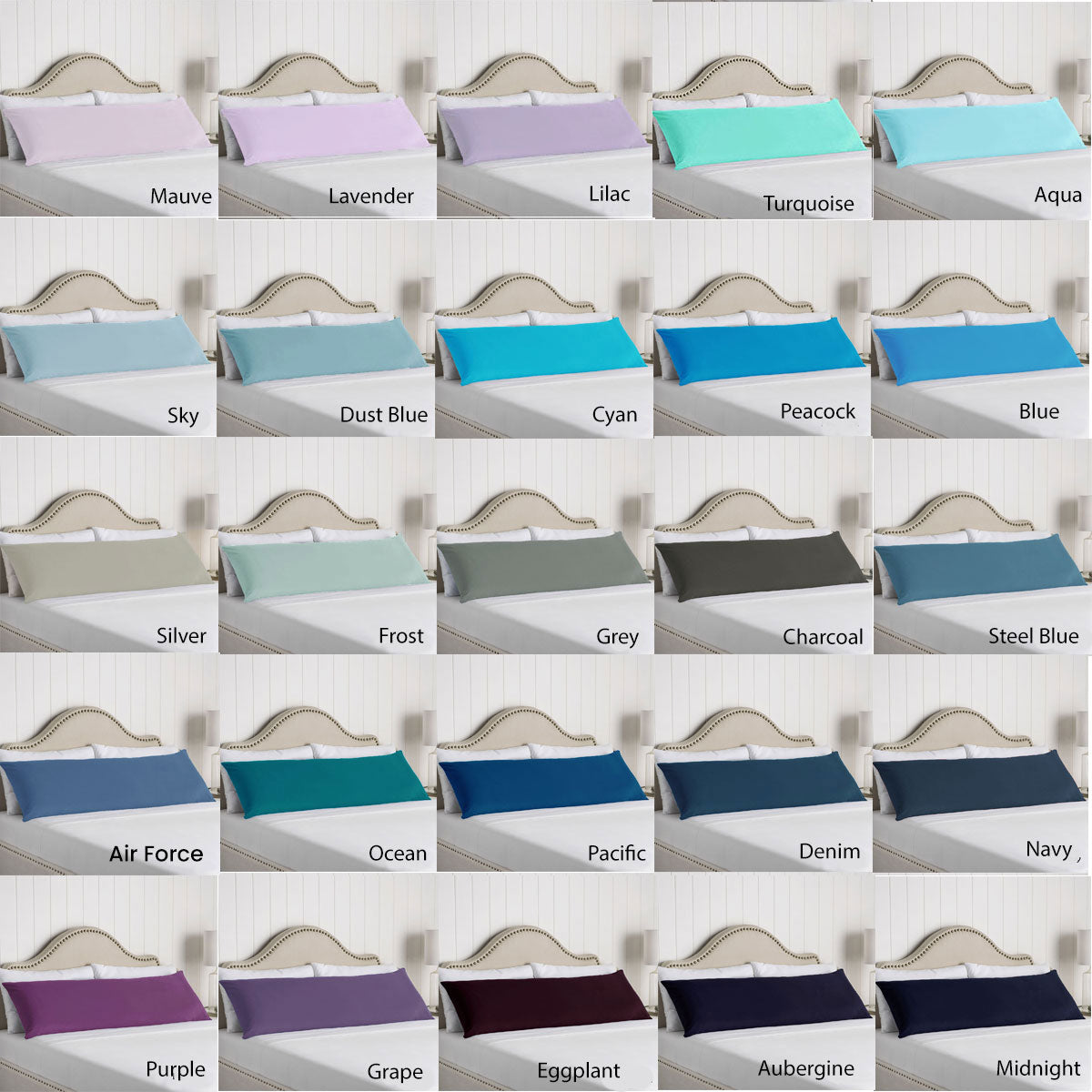 Artex 100% Cotton Body Pillowcase, Solid Colour, 48 x 145 cm, Easy Care